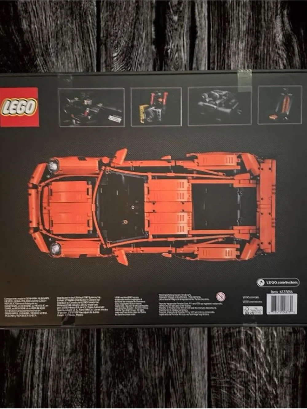 LEGO Technic Orange Sports Car Model with Black Accents